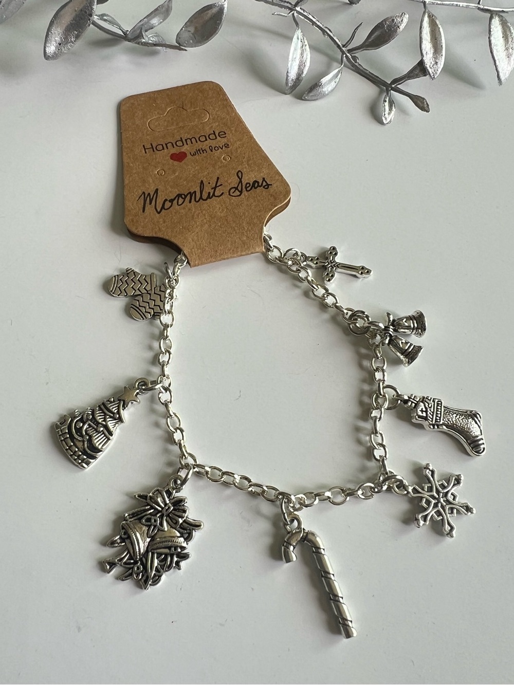 Handmade Silver Christmas Charm Bracelet – Holiday Christian Jewelry large